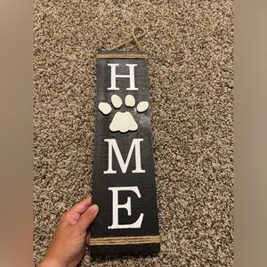 Wooden Home Paw Print Sign